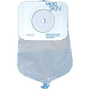 Cymed 86322W 9 inch Urostomy Pre-sized Pouch with MicroSkin Adhesive Barrier - (7/8) inch, with MicroDerm thin washer, Transparent, Box of 10 pouches