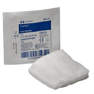 Covidien Kendall 3967 Curity Gauze Sponge - 4" x 4", 12-ply, Sterile, 5 per pack, One pack