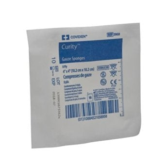 Covidien (formerly Kendall) 3968 Curity Gauze Sponge - 4" x 4", 8-ply, Sterile, 10/pack, soft pouch, One pouch