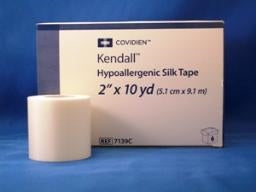 Covidien 7139C Kendall (previously Curasilk) Hypoallergenic Silk Tape - 2" x 10 yds, Box of 6 rolls