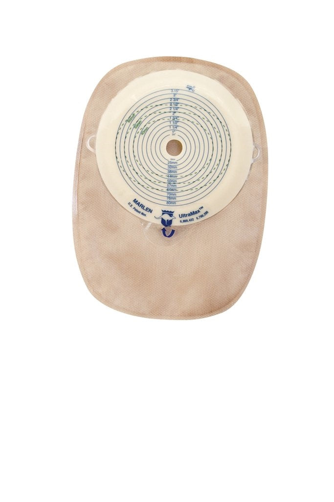 Marlen 82400 UltraMax Flat Closed-End Ostomy Pouch, with AquaTack Hydrocolloid Barrier, Cut-to-fit Stoma Opening, Transparent, Box of 15