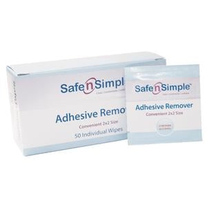 Safe and Simple SNS00651 Safe N Simple  Adhesive Remover Wipe, Box of 50 wipes