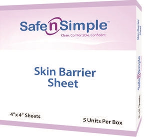 Safe and Simple SNS21605 Safe N' Simple Skin Barrier Sheet, 4 inch x 4 inch, Box of 5
