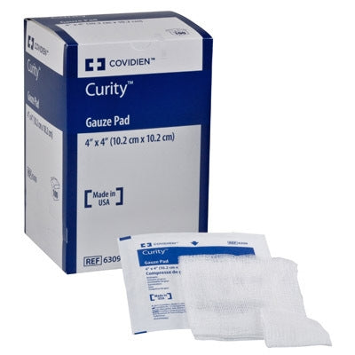 Covidien Kendall 6309 Curity Gauze Pad - 4 inch x 4 inch, 12-ply, Individually wrapped, Sterile, Pack of 100 packs
