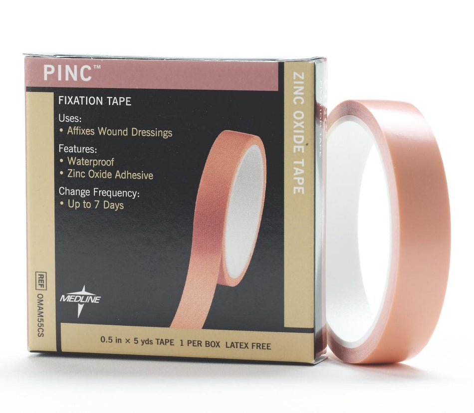 Medline M55 Pinc Zinc Oxide Waterproof Pink Adhesive Tape - 1/2 inch x 5 yards,  One roll