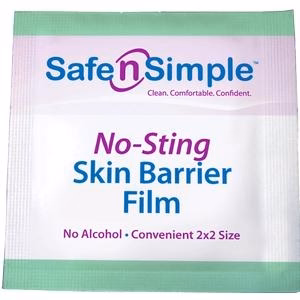 What are the dimensions of the Safe and Simple skin barrier wipe?