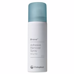 How quickly does the Coloplast 120105 Brava adhesive remover spray dry?