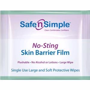 How does the large Safe and Simple skin barrier wipe affect the adhesion of tapes and wafers?
