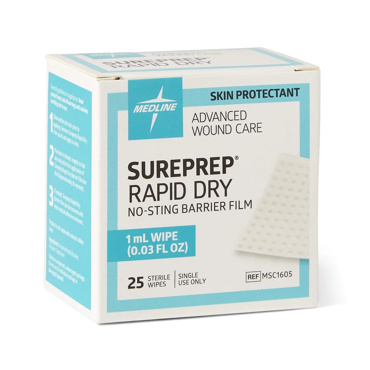 Does the Medline MSC1605 SurePrep Rapid Dry skin protectant cause stinging when applied?