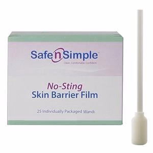Does the applicator wand on the Safe and Simple skin barrier help with adhesion?
