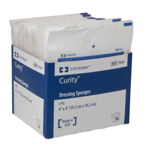 How many plies does the Covidien 7084 Curity dressing sponge have?