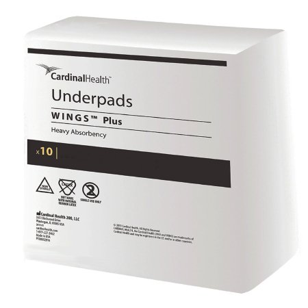Kendall Covidien 9173 Wings Plus (formerly Maxima) Underpad, Heavy Absorbency, beige back - 30" x 30", 10 pads/bag, 8 bags/case, 80 pads total