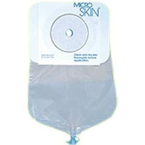 Cymed 86300E 9 inch Urostomy Cut-to-Fit Pouch with MicroSkin Adhesive Barrier - Cut up to 1(3/4) inch stoma, With MicroDerm Thick Washer, Transparent, Box of 10 pouches