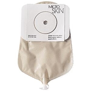 Cymed 86332E 9 inch Urostomy Pre-sized Pouch with MicroSkin Adhesive Barrier - 1(1/4) inch, With MicroDerm thick washer, Transparent , Box of 10 pouches