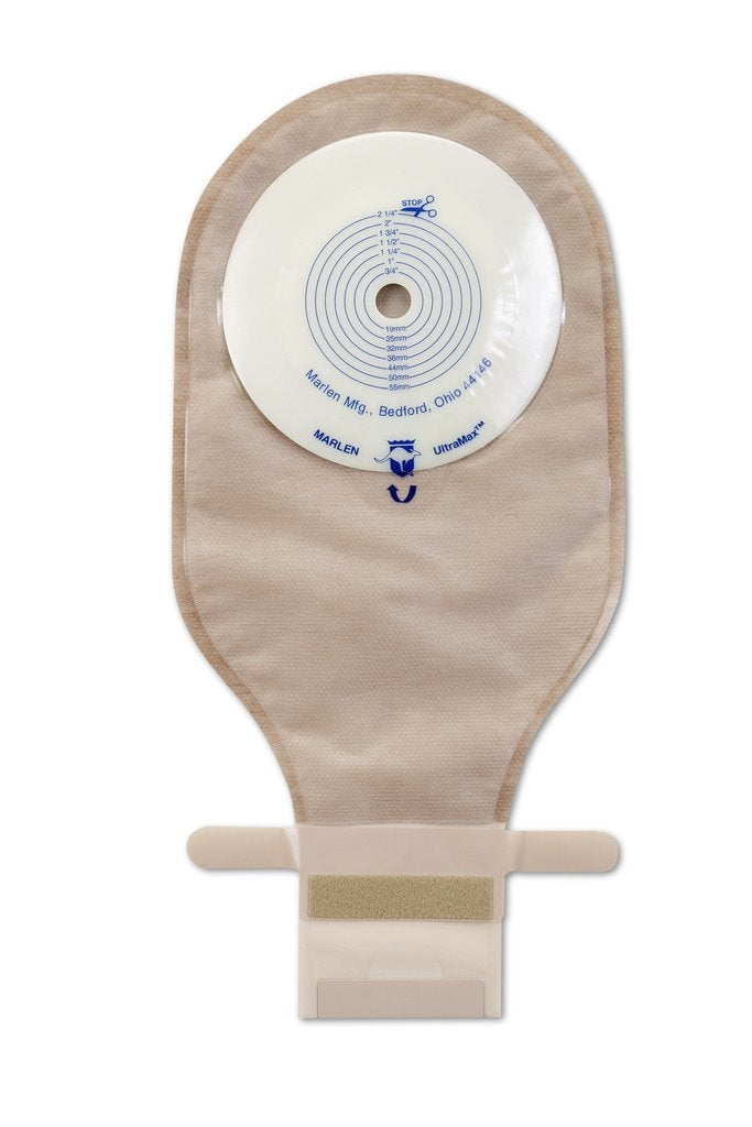 Marlen 52400 UltraMax Drainable Flat Pouch, AquaTack Hydrocolloid Barrier, Kwick-Klose Fastener, Cut-to-Fit, Transparent, Box of 5
