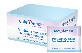 Safe and Simple SNS00550 Safe N Simple Peri-Stoma Cleanser and Adhesive Remover Wipe, Thick and Soft, No-Sting, Individually wrapped, Box of 50 wipes