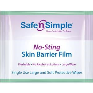 Safe and Simple SNS00807 Safe N Simple No-Sting Skin Barrier Large Wipes,  Box of 25
