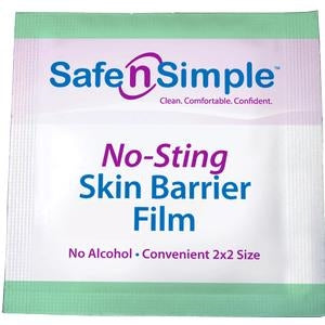Safe and Simple SNS80725 Safe N Simple No-Sting Skin Barrier Wipes,  Box of 25