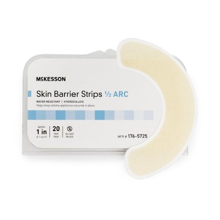McKesson 1765725 Skin Barrier Strip Mold to Fit, Standard Wear Adhesive without Tape Without Flange Universal System Hydrocolloid 1/2 Curve 1 Inch W