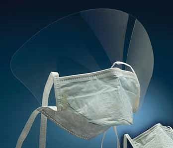 3M 1838FSG Filtron High Performance Surgical Mask with Face Shield Guard, Level 2 Fluid and Splash Resistant, PFE >99%, BFE >99%, Box of 50 masks