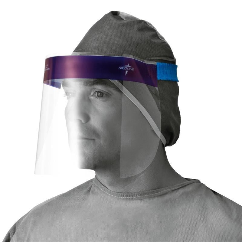 Medline NONFS300 Full Length Face Splash Protection Shield with Foam Top and Elastic Band, One Face Shield