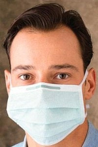Molnlycke 42381 Surgine Barrier High Filtration Anti-Fog Surgical Face Mask, BFE >98%,Tie-On, Green, Box of 60 facemasks