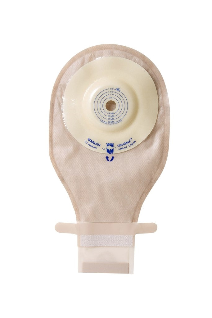 Marlen 52700 MiniMax Drainable Shallow Convex Pouch, AquaTack Hydrocolloid Barrier, Kwick-Klose Fastener, Transparent, Filter,  Cut-to-Fit, Box of 5