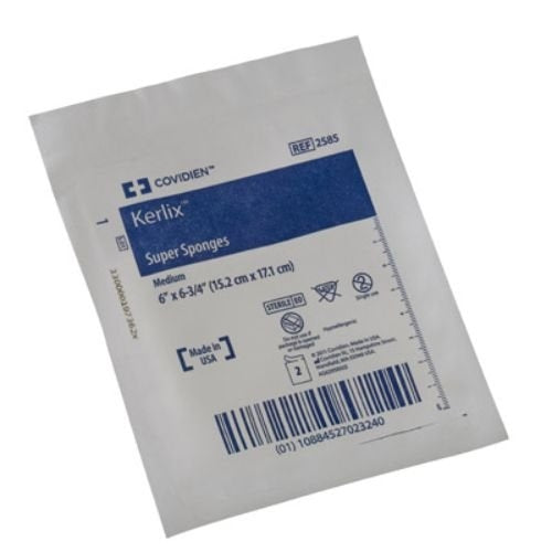 Kendall 2585 Kerlix Super Sponge, Medium - 6" x 6(3/4)", 2s Soft Pouch, Sterile, One
