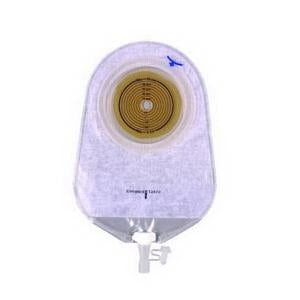 Coloplast 12472 Assura Non-Convex Extra-Extended Adhesive Skin Barrier with 9(1/2)" Transparent Pouch - Cut-to-fit (3/8)" - 2(1/4)" Urostomy Pouch, Box of 10 pouches and 5 adapters