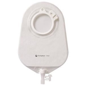 Coloplast 1752 Assura Small (7") Transparent Urostomy Pouch. Stoma size (1/2)" - 1(3/4)" Red, Box of 10 pouches and 5 adaptors